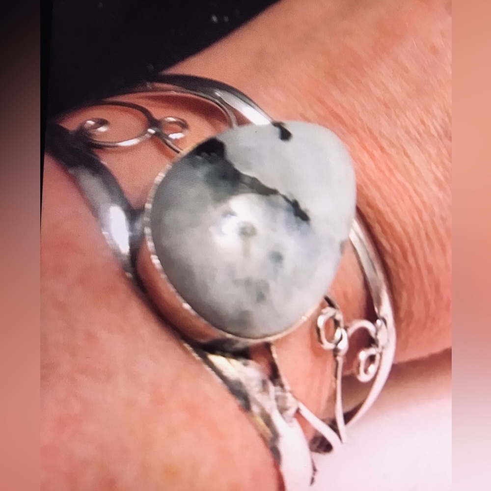 Rainbow Moonstone 925 Sterling Silver Cuff Bracelet